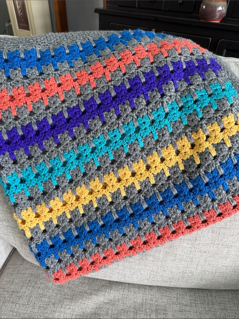 Handmade Cat Stitch Throw Blanket